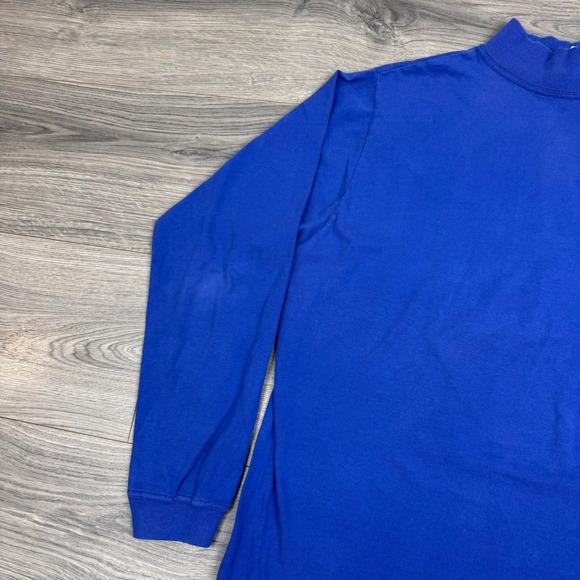Vtg L.L.Bean Blue Long Sleeve Mock Neck Shirt Womens XL (18-20) 100% Cotton USA - Picture 3 of 14